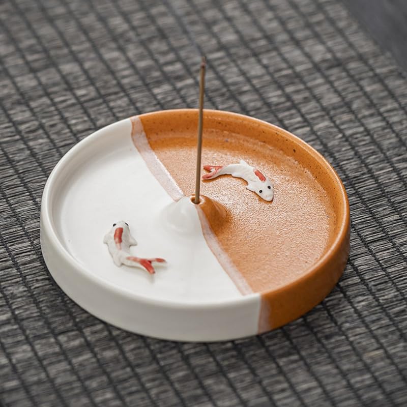 Incense Holder Modern Minimalist Circular Incense Stick Burner for Cones or Sticks for Yoga & Meditation, Enhance Atmosphere,Ceramic Ash Catcher Black - Image 6