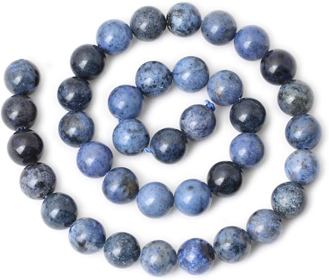 35PCS 10mm Natural Dumortierite Gemstone Round Loose Stone Beads for Jewelry Making Crafts Design 1 Strand 15"