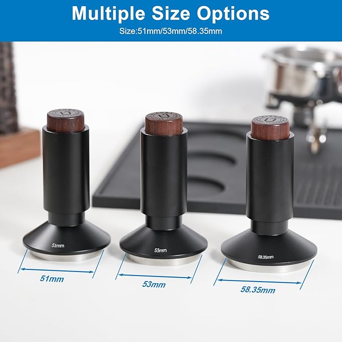 53mm Espresso Tamper & Magnetic WDT Tool, Barista Cofee Tamper with Spring Loaded, Anodized Aluminum Alloy Handle, Stainless Steel Corrugated Base with Cover for Portafilter Basket