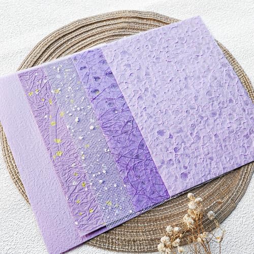 15-Piece Textured Scrapbook Paper Mesh Fabric Set, Purple A5 Sheets - Image 4
