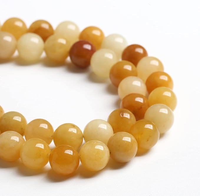6MM 60PCS Natural Stone Yellow Jade Loose Beads for Jewelry Making DIY Bracelet 1 Strand