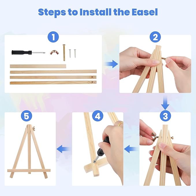 MXJSUA Easter Framed Paint by Numbers for Adults Beginners, Easy Adults' Paint-by-Number Kits on Canvas with Easel, Bunnies Acrylic Number Painting Crafts Kit Gifts for Home Decor, 8x12inch