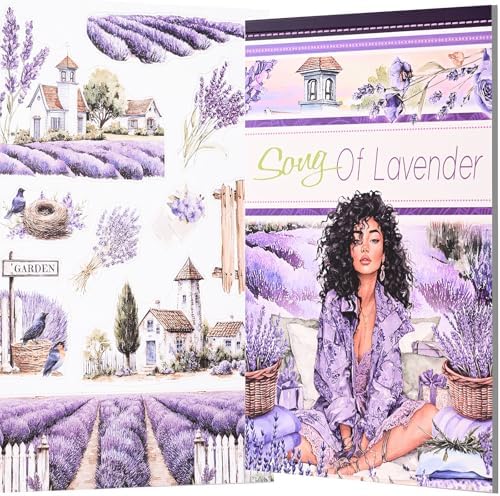 YagCu Junk Journal Sticker Book, Lavender Journaling Stickers, Purple Scrapbook Supplies, Pre-Cut Aesthetic Scrapbooking for Adults, Decorative Ephemera Bullet Planner DIY Arts Craft Collage by YagCu