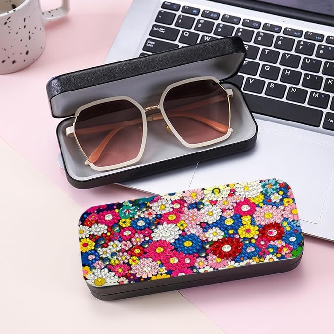 Leatrice 5d Diamond Art Kits for Adults Small Diamond Painting Kit Gem Art Paint by Diamonds Dots Eyeglasses Case DIY for Beginner Women