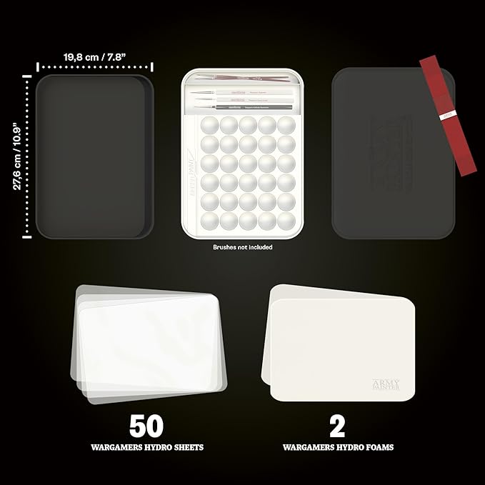 The Army Painter Wargamers Edition Wet Palette, XL Palette for Acrylic Paints Set Including 50 Hydro Sheets, 2 Hydro Foams and Free Painting Guide, for Miniature Painting