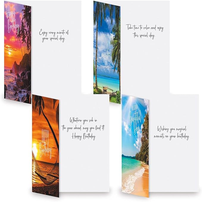 Current Coastal Celebrations Happy Birthday Greeting Card Set - Value Pack of 20 Cards With White Envelopes, 10 Designs, Large 5" x 7" Assortment