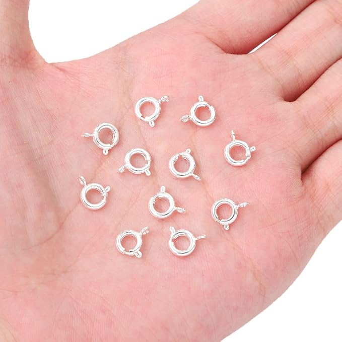 Silver Plated Spring Clasps Non Tarnish 7mm 20pcs for Jewelry Making Findings