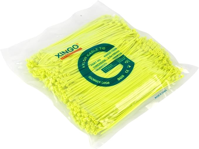 XINGO 1000 PCS 6 inch Cable Zip Ties, 18lb Strength, Small Tie Wraps Self-Locking Nylon Zip Ties for Indoor and Outdoor Use (Apple Green)