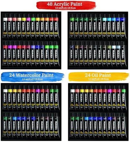 VISWIN 183 PCS Art Supplies Set: All-in-One Painting Kit with Beech Wood French Easel, 96 Paints & Canvases for Adults & Beginners - Image 4