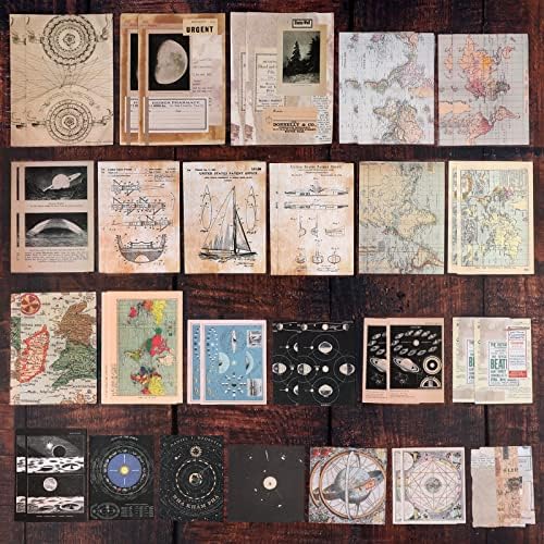 Draupnir 200pcs Vintage Junk Journal Supplies,Scrapbook Supplies Scrapbooking Paper and Stickers Ephemera For Art Aesthetic Journaling Kit Collage(Celestial) - Image 3
