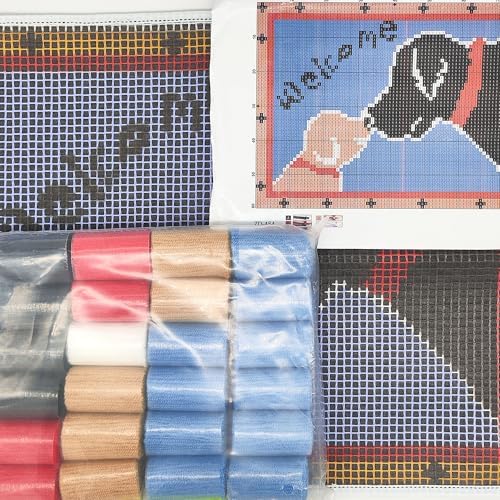 Howie's Latch Hook Kits for Adults, DIY Dogs-Welcome Latch Hook Kit Rug Crochet Yarn, Color Preprinted Pattern Embroidery Decoration(Dogs-Welcome, 19.69 x 14.96 inch) - Image 3