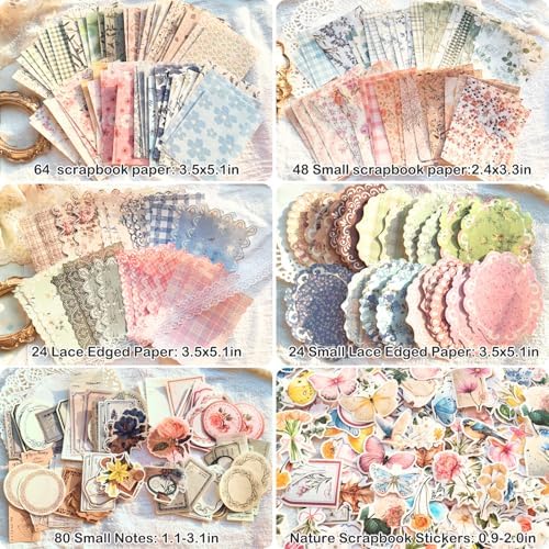 400 Pcs Floral Scrapbook Paper & Stickers, 4 Packs Scrapbook Supplies Kit, Junk Journal Scrapbooking Paper for Journaling, Scrapbooking Embellishments, Planner, Card Making - Image 3