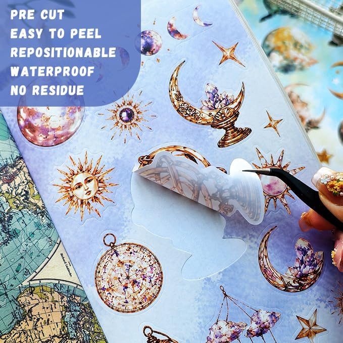 Vintage Astrology Sticker Book & Scrapbook Paper Pad - Image 3