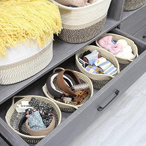 Sea Team 2-Pack Compact Woven Cotton Rope Storage Baskets, Mottled Flaxen - Image 2