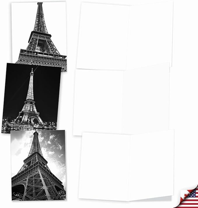 The Best Card Company - 20 All Occasion Blank Greeting Cards (4 x 5.12 Inch) - Monocolor Photos (10 Designs, 2 Each) - Towering Paris AM7028OCB-B2x10