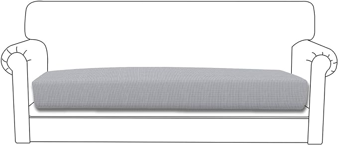 Easy-Going Stretch Cushion Cover Sofa Cushion Furniture Protector Sofa Seat Sofa Slipcover Sofa Cover Soft Flexibility with Elastic Bottom(Oversized Sofa Cushion, Silver Gray)
