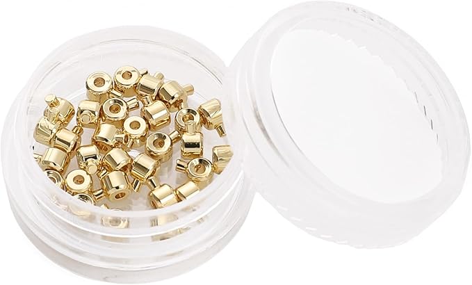 14K Gold Plated Cylinder Fishing Line Buckle 3.2mm End Caps 30pcs for Jewelry Making Findings