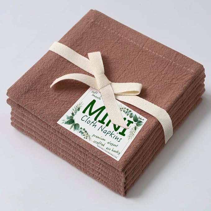 Urby Eco Hanky 10x10in Reusable Linen/Cotton Napkins. Small Cloth Napkins. Eco Friendly. Ideal Use As Kids Napkins for Lunch. Dinners. Occasions Like Weddings,Birthday,Cocktail Parties. (LPK,6pk)