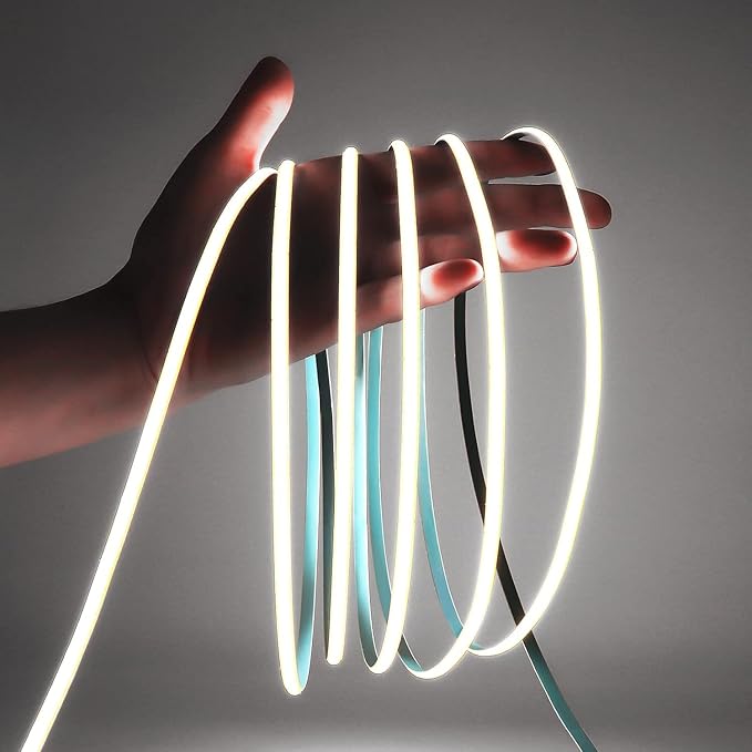 5mm Ultra Thin COB LED Strip DC 24V, Cold White 6000K, RA>90 High CRI LED Tape Light, Cuttable Flexible, 16.4FT Super Bright, IP30 for Christmas Indoor House Kitchen Room Decor