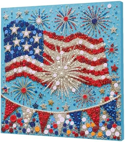 Framed Button Art Kit 11.8" DIY Mosaic Craft for Adults(US Flag) by Unknown