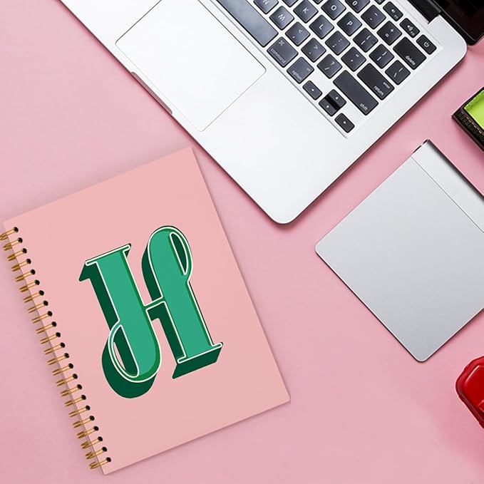 ShowDraven Vintage Initial Letter H Notebook, Personalized Gifts Notebook, Custom Notebook Journals for Writing, Customized Gifts, Monogrammed Gifts for Women, Hardcover Spiral Notebook 5.5 x 8.3