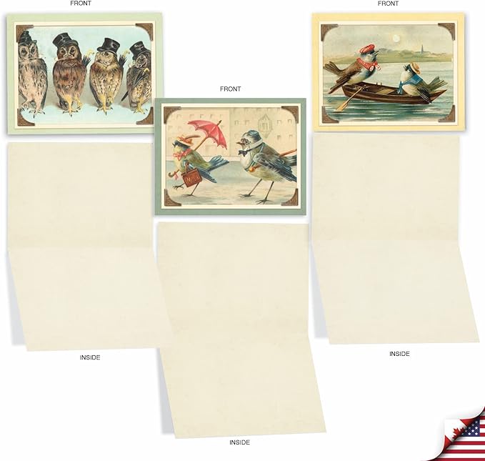 The Best Card Company - 10 Bird Note Cards Blank (4 x 5.12 Inch) - All Occasion Cards with Envelopes, Boxed Set - Sweet Tweets M2344OCB