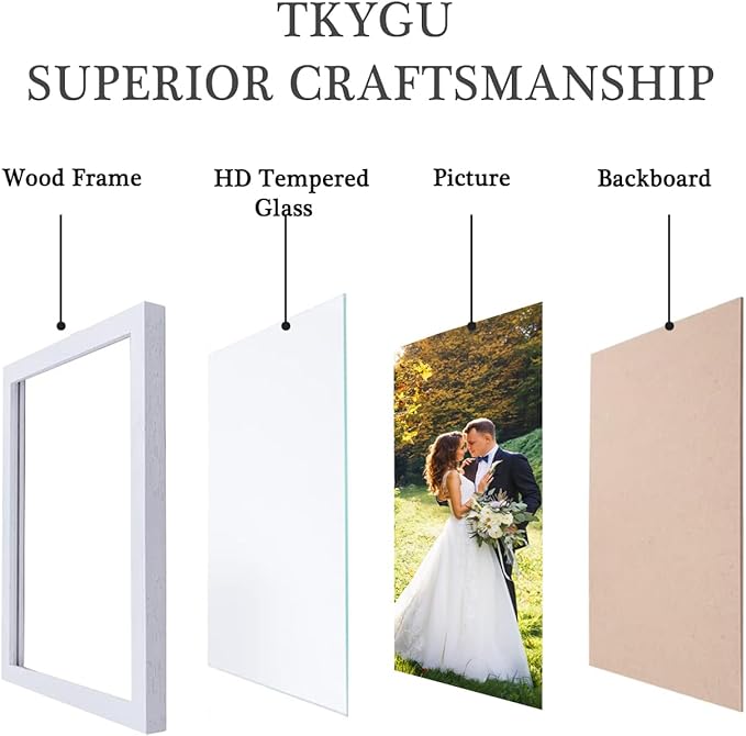 5x7 Picture Frame Set of 3, Made of Real Glass for 5x7 White Frames Wooden, Wall and Tabletop Display Photo Frame for Gallery Family Wedding Memorial Pic Frame Best Gift