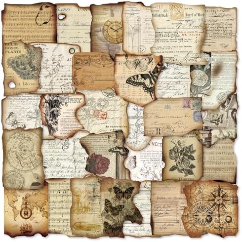 PRSTINCOL Vintage Journaling Stickers,Scrapbook Supplies for Planners,100Pcs Junk Journal Supplies with Antique Map Prints, Distressed Edges for Teenagers Adults by PRSTINCOL
