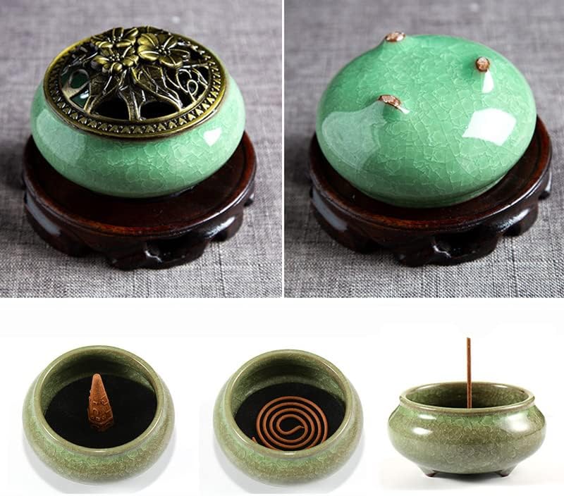 Ceramic Incense Burner, Coil Cone Stick Incense Burner Holder, Home Ornaments Incense Seat, Disc Censer Zen Decor (Fambe Blue) - Image 6