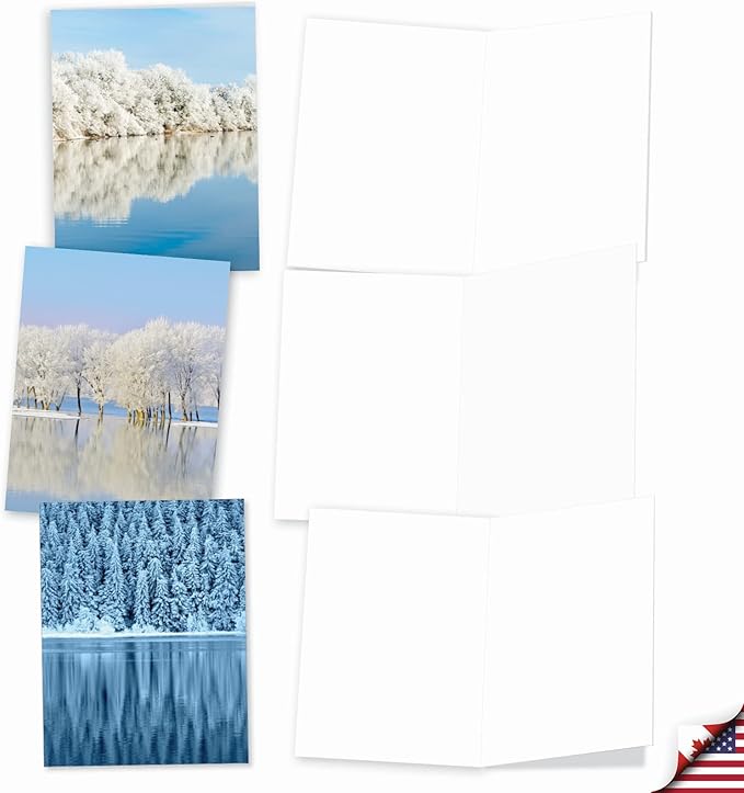 The Best Card Company - Box of 10 All Occasion Cards Blank (4 x 5.12 Inch) - Scenic Landscape Cards Assorted - Tree-flections AM6134OCB-B1x10-NB
