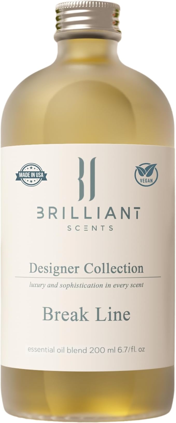Brilliant Scents Break Line Fragrance Oil 200ml - Premium Diffuser Oil for Home, Office, Hotels - Long Lasting, Plant-Based, Meets IFRA Standards, USA-Made - Marine, Citrus, Musk
