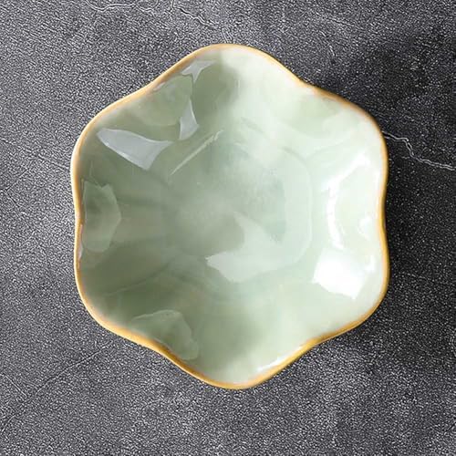Ceramic Jewelry Dish Lotus Leaf Shape Jewelry Tray Decorative Trinket Plate Small Sauce Bowl Desktop Organizer for Earring Ring Bracelet Necklace, 1 Piece (Green) - Image 6