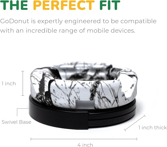 GoDonut Plus+ Ultra Phone Stand (Swivel Base) - Portable Mount Accessory - Charging Port Access - Compatible with Tablet, iPhone & Most Smartphones