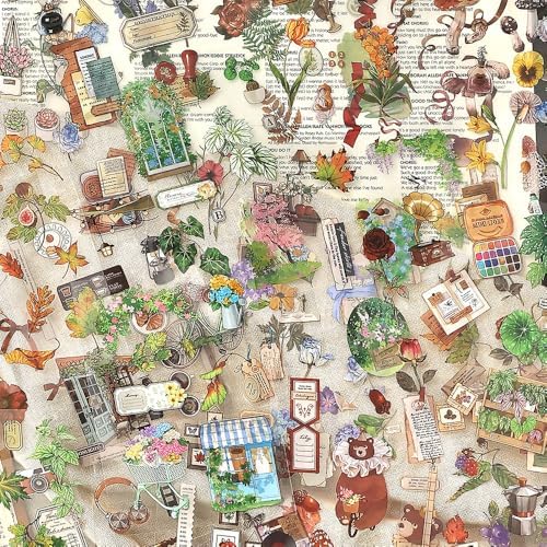 2 Sets 400+ PCS Stickers for Scrapbooking, Self-Adhesive Scrapbook Stickers Supplies Journal, Plants Vintage Aesthetic Sticker Art Diary Card Craft Gifts Planner Notebook,Spring&Flower - Image 6