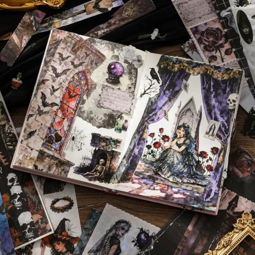 500PCS Stickers Book for Journaling Supplies,Dark Gothic Scrapbook Paper - Image 6