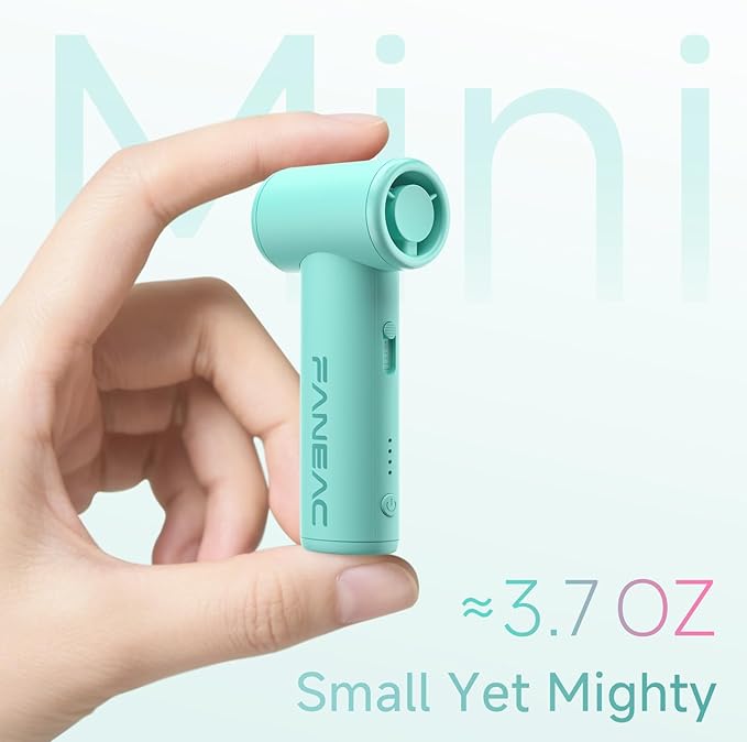 Mini Handheld Portable Fan - Brushless Motor, Ultra Slim, Stepless Control, Rechargeable 2500mAh Battery Up to 8 Hours, Pocket Electric Fan for Outdoor Travel & Office (Icy Blue)
