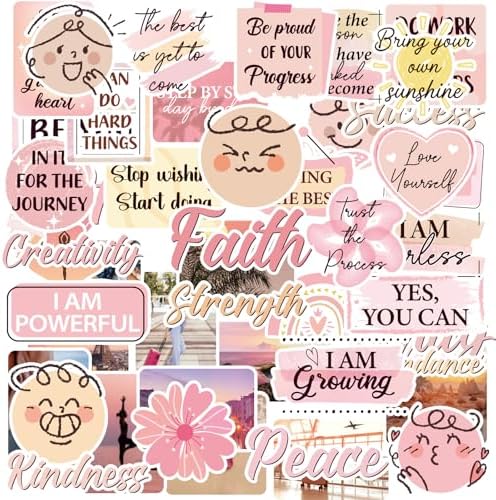Pink Vision Board Supplies - 50 Pcs Travel Scrapbook Stickers by LetCreativityFlourish