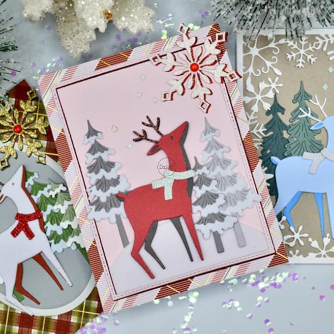 DzIxY Shadow Snowflake Pine Trees Metal Cutting Dies for Card Making Kit Embossing Paper Die Cuts Set Scrapbook Stencils Supplies Machine Templates