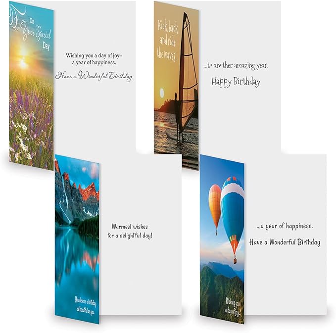 Current Scenic Birthday Greeting Cards Value Pack - Set of 20, 10 Unique Designs, Large 5 x 7 Inch Cards, Sentiments Inside, Envelopes Included