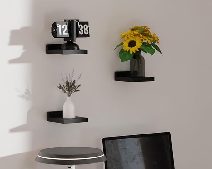 Small Floating Shelves Mini Shelves Hanging Display 5 Inch Wall Shelf for Bathroom Livingroom Bedroom,3 Pack, with 2 Types of Installation, Great for Room Decor