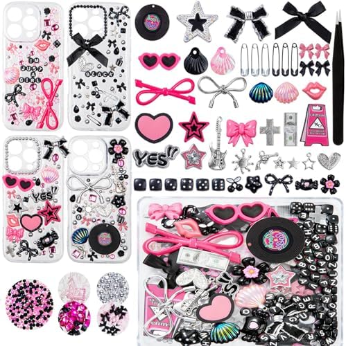 RQAYE Junk case charms,junk case Kit for Customizing Diy Cases,With Cute Bow,Flatback Pearls,Letter Beads, Aesthetic Big Decor for Personalization by Unknown
