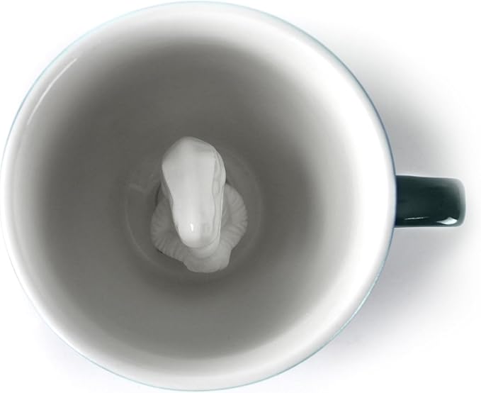 Creature Cups T-REX Ceramic Cup (11 Ounce, Dark Green) - Hidden 3D Animal Inside Mug - Drinkware Gift for Dinosaur, Jurassic, Coffee & Tea Lovers