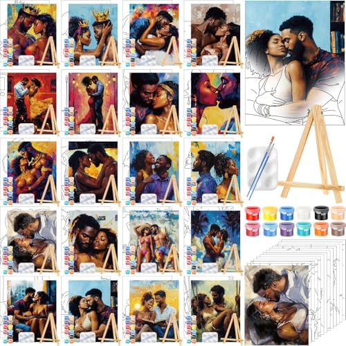 Zhanmai 20 Set Pre Drawn Canvas Painting Kit, Sexy Couples by Zhanmai