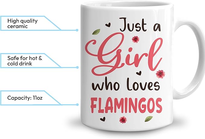 Hyturtle Personalized Cute Flamingo Coffee Mug - Gift For Flamingo Lover - Just A Girl Who Loves Flamingos - Flamingo Gift For Women - Animal Lover Gift - Custom Coffee Cup Ceramic Mug 11oz - 15oz