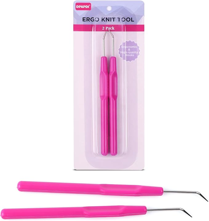 DPAPDI Knitting Loom Hook & Tool with Ergonomic Plastic Handle (2 Pack)