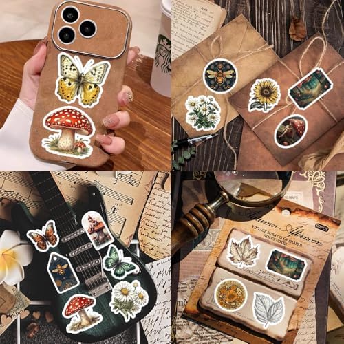 50Pcs Vintage Stickers,Waterproof Vinyl Aesthetic Decorative Sticker Scrapbooking Supplies for Adult Card Making Letters Planner Journaling Junk Journal DIY Water Bottles Cards Art Craft.Butterfly - Image 3