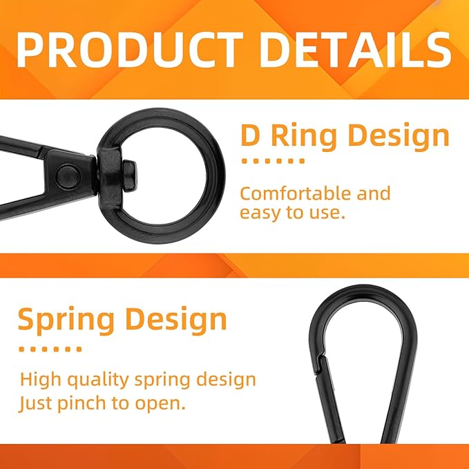 100PCS Swivel Clasps Lanyard Snap Hooks with Key Rings, Swivel Snap Hooks, Keychain Hook, 50 Pcs Large and Small Swivel Hooks, Swivel Clasp with 50 Key Rings for DIY Crafts, Lanyard Making（Black）