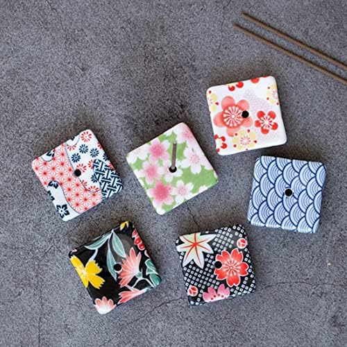 Set of 6, Small Japanese Ceramic Handmade Cute Cherry Blossom Incense Stick Holder or Incense Burner Holder, Unique Ash Catcher Inscent Tray and Decorative Gift, Home Decor 1.34 inch - Image 3