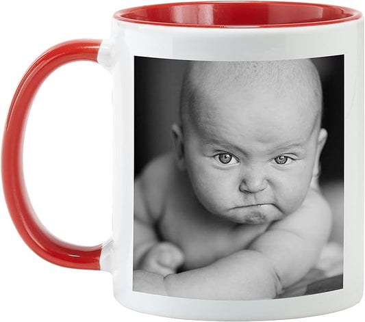 Let's Make Memories Personalized Photo Mug - Custom Coffee Mug - Your Photo - For Any Occasion - Birthday - For Him - For Her - For Friend - Couples -11oz- Red Handle