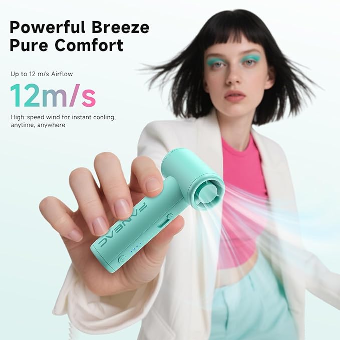 Mini Handheld Portable Fan - Brushless Motor, Ultra Slim, Stepless Control, Rechargeable 2500mAh Battery Up to 8 Hours, Pocket Electric Fan for Outdoor Travel & Office (Icy Blue)